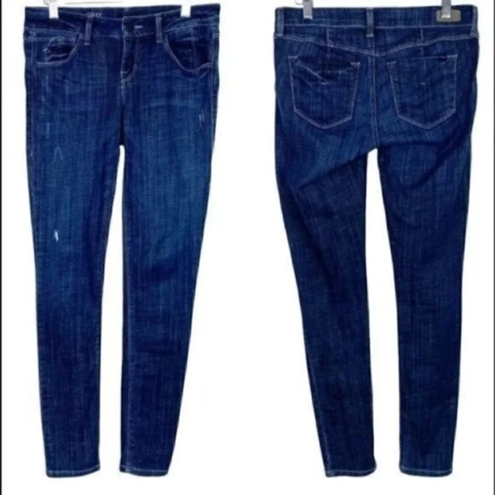 Saks Fifth Ave Gray Brand Distressed Skinny Blue Jeans 26